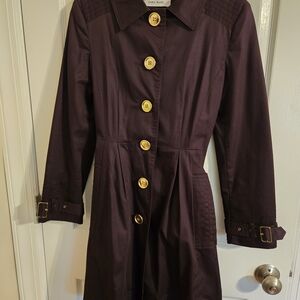 Zara Chocolate Brown Trench Rain Coat with Gold Buttons